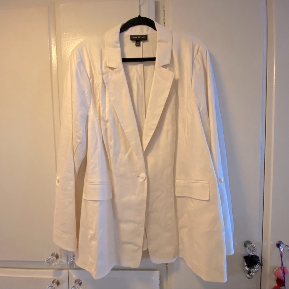 White Linen Blazer from Lane Bryant